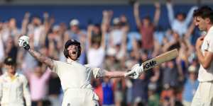 Ben Stokes celebrates a remarkable England victory at Headingley in 2019.