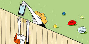 Playing ball in the back garden