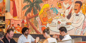 One of the pastel-heavy murals at Marmont.