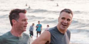 NSW Labor leader Chris Minns jogs at Bondi with South Australian Premier Peter Malinauskas in early February.