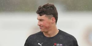 Callaghan looks on during the NAB AFL Draft Victoria training day at Trevor Barker Oval recently.