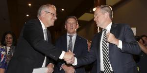 Prime Minister Scott Morrison,NT Chief Minister Michael Gunner and Opposition Leader Bill Shorten.