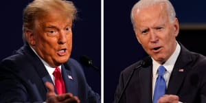 Donald Trump and Joe Biden during the final presidential debate. 