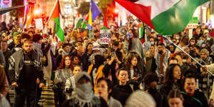 A pro-Palestinian march in Melbourne’s CBD on Tuesday.