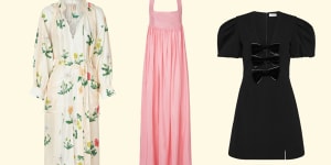 Oroton’s Poppy Lace-Up Dress and Strappy Sun Dress. Rebecca Vallance’s Amara Bow Mini Dress.