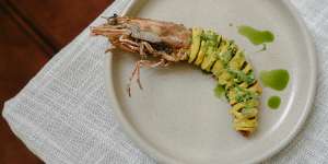 Panko prawn with rouille and citrus paste at Malin.