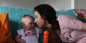 Bethan McElwee with Aviana at their home in Darwin.