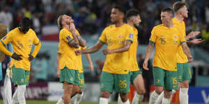 The Socceroos after the 4-1 loss.