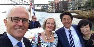 Malcolm and Lucy Turnbull with Shinzo and Akie Abe in January 2017.