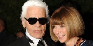 Karl Lagerfeld (L) and Anna Wintour attend the Museum of Modern Art’s fourth annual Film Benefit. in 2011.