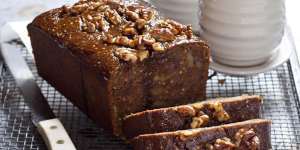 Spiced coffee,date and pomegranate loaf.