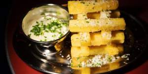 Golden polenta chips:go ahead and dip.