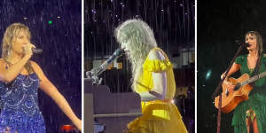 Taylor Swift braving wild weather during the Eras Tour