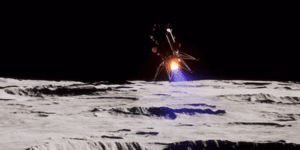 An animation of the planned lunar landing by Intuitive Machines. 