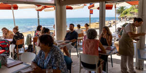 The outdoor seating at Bobbys in Cronulla. 