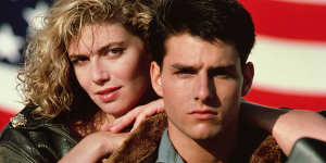 Tom Cruise and Kelly McGillis in Top Gun,1986.
