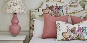 “A child’s behead that tells a story is magical,” says Monique of the ‘Darius Horse’ fabric on Eleanor’s bedhead. The lamp is from Adelaide Bragg&co.