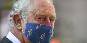 Then-prince Charles wearing a mask during a December 2020 visit.
