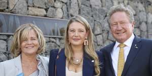 Nicola Forrest,Grace Forrest and Andrew ‘Twiggy’ Forrest in 2021.