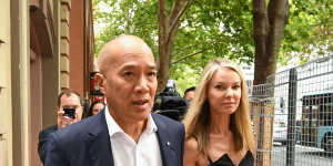 Charlie Teo and partner Traci Griffiths arrive at the neurosurgeon’s disciplinary hearing in Sydney on Monday.