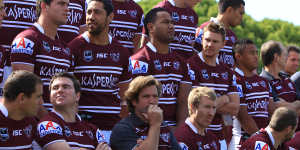 Des Hasler ponders ahead of what was his final game as coach of Manly in his first stint at the club.