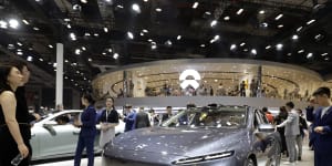 An EV displayed at the Shanghai Motor Show in April.