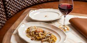 Pici carbonara with guanciale.