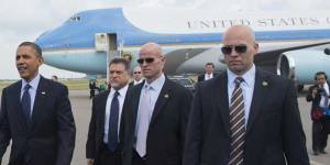 President's men:Barack Obama with Secret Service agents.