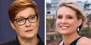 Foreign Minister and Minister for Women Marise Payne and Liberal candidate for Warringah Katherine Deves. 