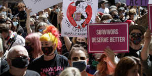 Protesters at the Sydney March 4 Justice. 
