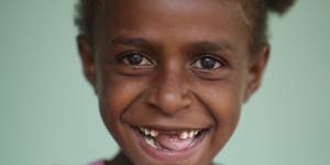 Linda,7,during her visit to Port Moresby's Six Mile Clinic to receive her tuberculosis treatment.