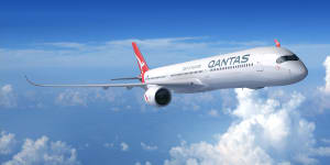 An image of an Airbus A350-1000 in Qantas’ livery. 