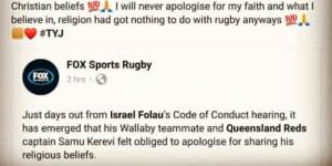 Taniela Tupou's response to a news report about an apology made by Samu Kerevi. However,the Kerevi apology was tongue-in-cheek.