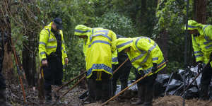 NSW Police,AFP and specialists have gathered to search a new dig site along Batar Creek Rd in Kendall for the remains of William Tyrrell. 22nd November 2021,Photo Louise Kennerley SMH