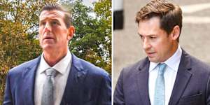 Ben Roberts-Smith and Nick McKenzie outside the Federal Court in Sydney on Thursday.