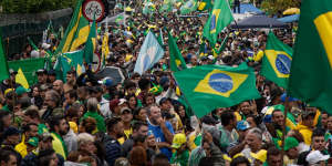 Bolsonaro supporters during a protest at the Military Police Command Headquarters in Sao Paulo on Wednesday.