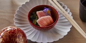 Tuna with wasabi-spiked spinach.