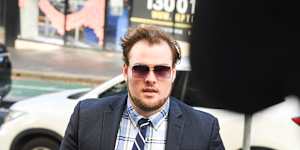 Former Knox teacher William Gulson arrives at Downing Centre Local Court on Thursday.