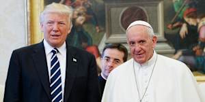 Donald Trump,pictured in May 2017 – during his first term as US president – with Pope Francis at the Vatican.
