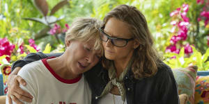 Annette Bening as Diana Nyad,left,and Jodie Foster as Bonnie Stoll.