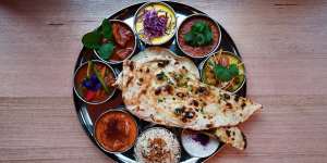 Thali tray of curries.