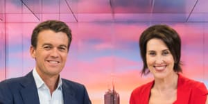 ABC News Breakfast co-hosts Virginia Trioli and Michael Rowland,whose program is about to celebrate 10 years on air. 