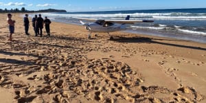 ‘You always think the worst’:Plane makes emergency landing on Sydney beach