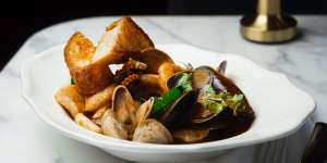 Go-to dish:Zuppa di pesce,garlic bruschetta.