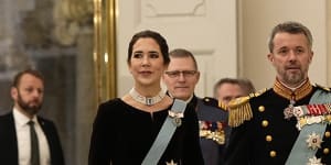 Denmark’s Crown Prince Frederik and Crown Princess Mary at the traditional New Year’s fete in Copenhagen.
