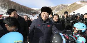 Chinese President Xi Jinping meets children attending skiing winter camps as he inspects preparatory work for the Beijing 2022 Winter Olympic Games. 