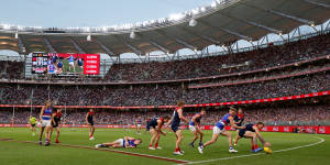 Perth’s 60,000-capacity Optus Stadium held the 2021 AFL grand. 