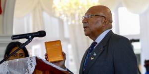 Sitiveni Rabuka is sworn in as the prime minister of Fiji in Suva,on Christmas eve last year.