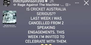 ‘Is Cricket Australia serious?’:Johnson fires up over awards night invite