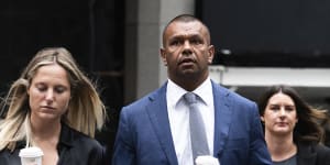 Kurtley Beale arrives to day two of his trial.